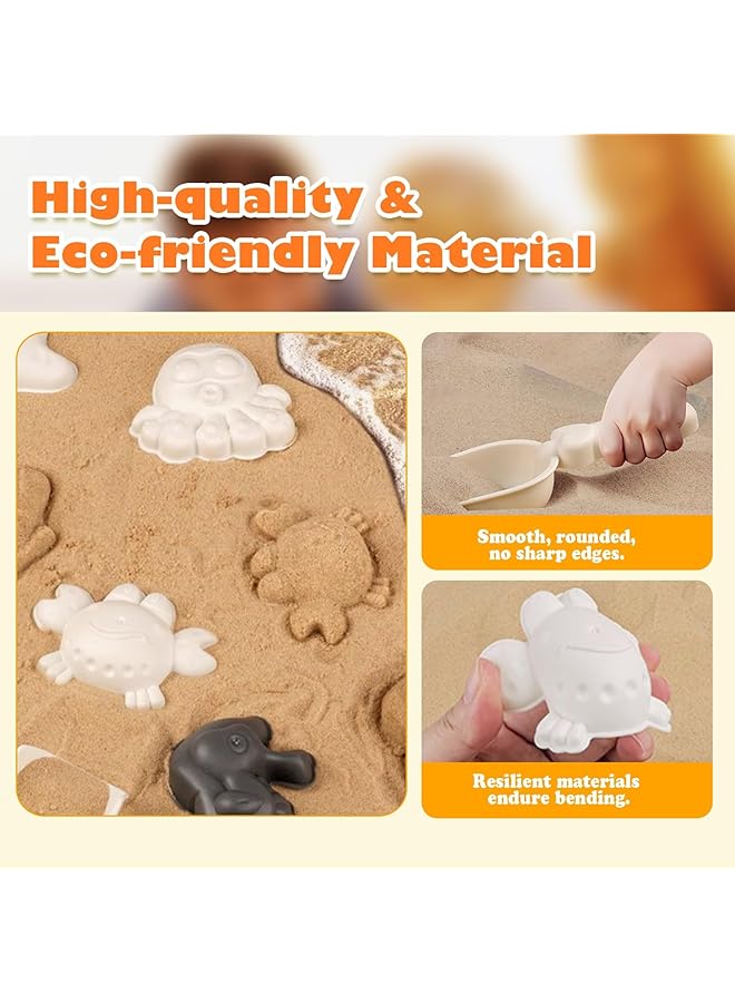 KASTWAVE Beach Sand Toys 18Pcs Beach Toy Trolley With Beach Bucket Beach Shovels Water Wheel Watering Can And Sea Animals Molds Summer Outdoor Travel Toys - Image 5