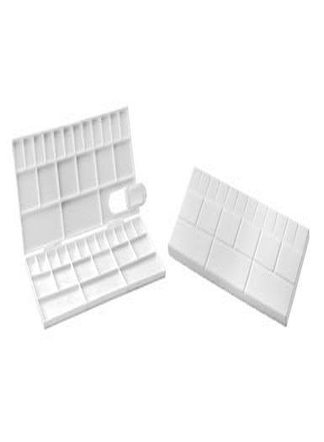 Eascan Art Color Palette, 24 Color compartments, 5 Water Storage Compartment and 12 Mixing Compartments, Close Size: 260mm X 130 mm, Open Size: 260mm X 265mm, CP09, Rectangle Box Big Pack of 1.