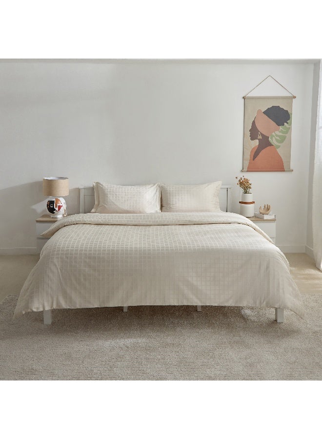 Home Box Opulent Luxe 3-Piece Cotton Solid Dobby Queen King Duvet Cover Set - 220x220 cm  - Image 3