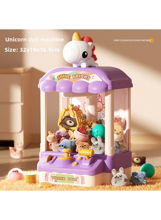 Children's Mini Capsule Toy Crane Game Small Home Use Coin Operated Doll Grabber Machine For Boys Girls Toy Trendsetter-Color:English Express Box (purple Pony) 10 Eggs + 10 Dolls-Specifications:Send Eggs + Free Dolls  - Image 1