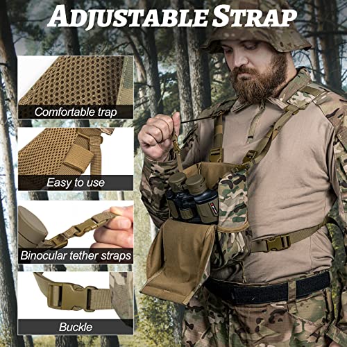 VISMIX Binocular Harness, Adjustable Binocular Harness Chest Pack with Rain Cover for Hunting Hiking Shooting - Image 4