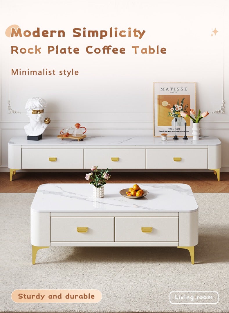 Generic Light Luxury Glass Tea Table Simple Small Family Living Room Modern Square Storage Tea Table Soft Bag TV Cabinet Combination  - Image 1