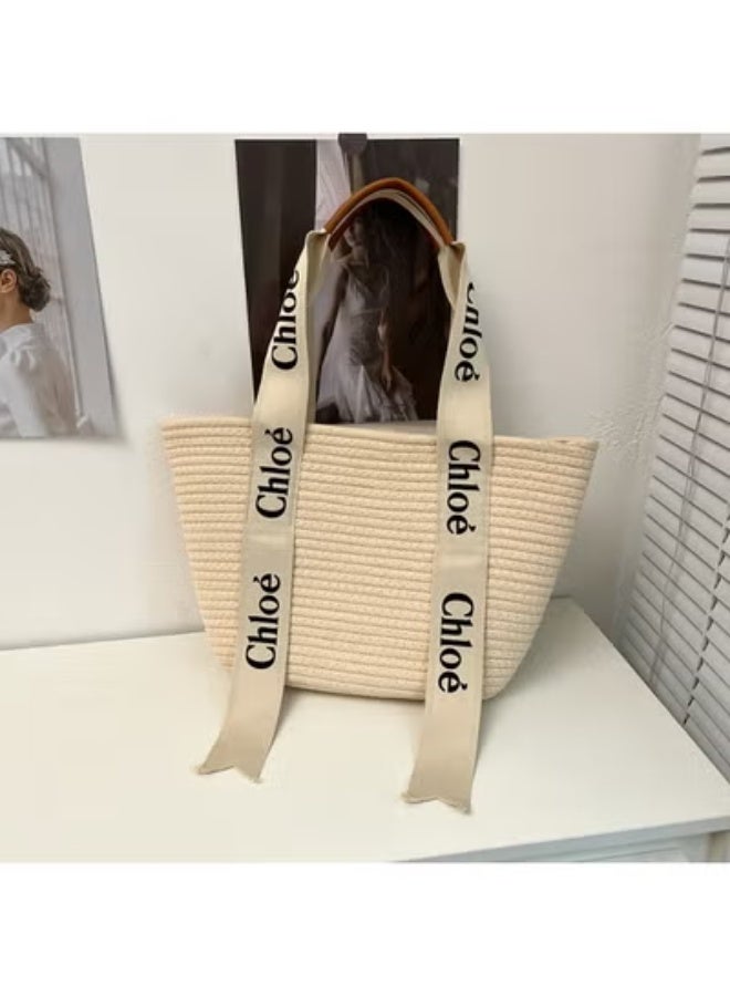 Chloe Chloé Straw Tote：Logo - Emblazoned Straps, Breezy Beachy Chic  39cm*24cm*9cm - Image 1