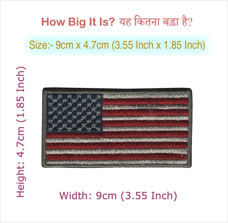 Generic American Flag (U.S) Applique Embroidered Sew-on Patch ; Size: 9cm x 4.7cm for Jackets, Bags, Caps, T-Shirts, Jeans, Outdoor Clothing (1 Piece). (Code: SBX-149)  - Image 2