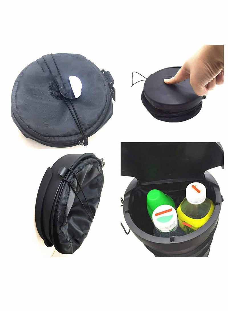 KASTWAVE Car Rubbish Bin, Foldable Auto Trash Bag with Lid Garbage Recycle Bin Mesh Pocket Black Multi-Function Car Organizer Pocket Water Resistant Auto Trash Bag Car Bin Foldable for All Car Kitchen - Image 2