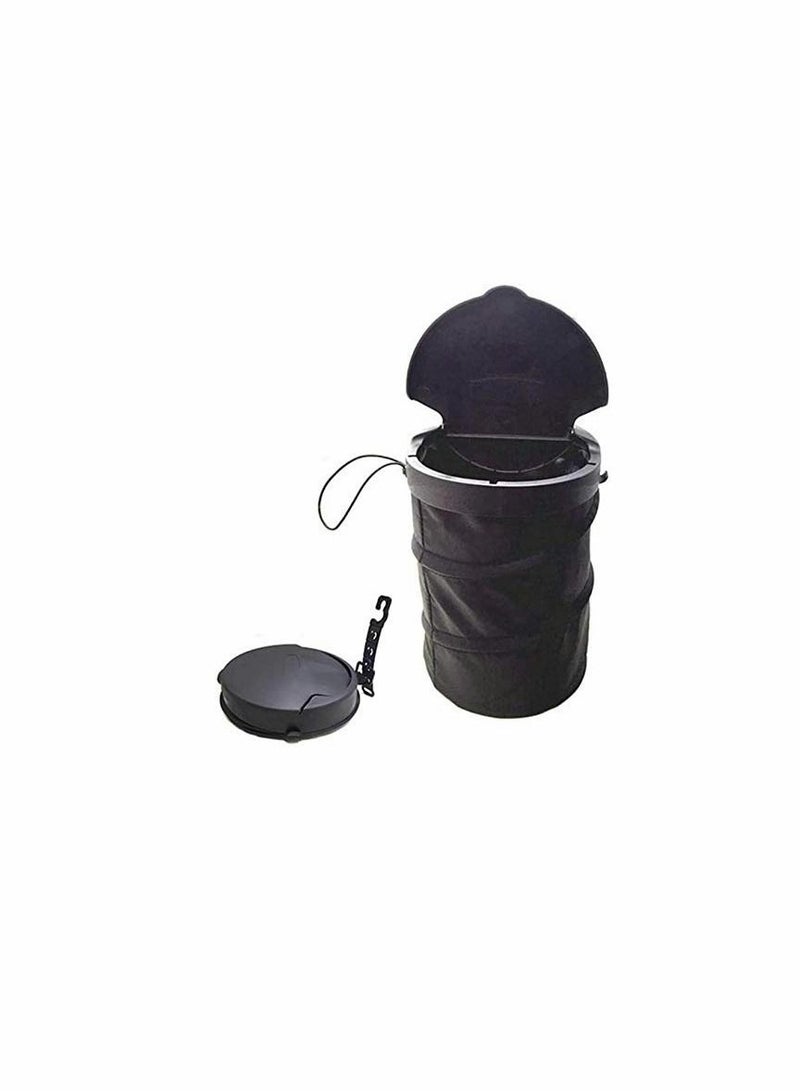 KASTWAVE Car Rubbish Bin, Foldable Auto Trash Bag with Lid Garbage Recycle Bin Mesh Pocket Black Multi-Function Car Organizer Pocket Water Resistant Auto Trash Bag Car Bin Foldable for All Car Kitchen - Image 1