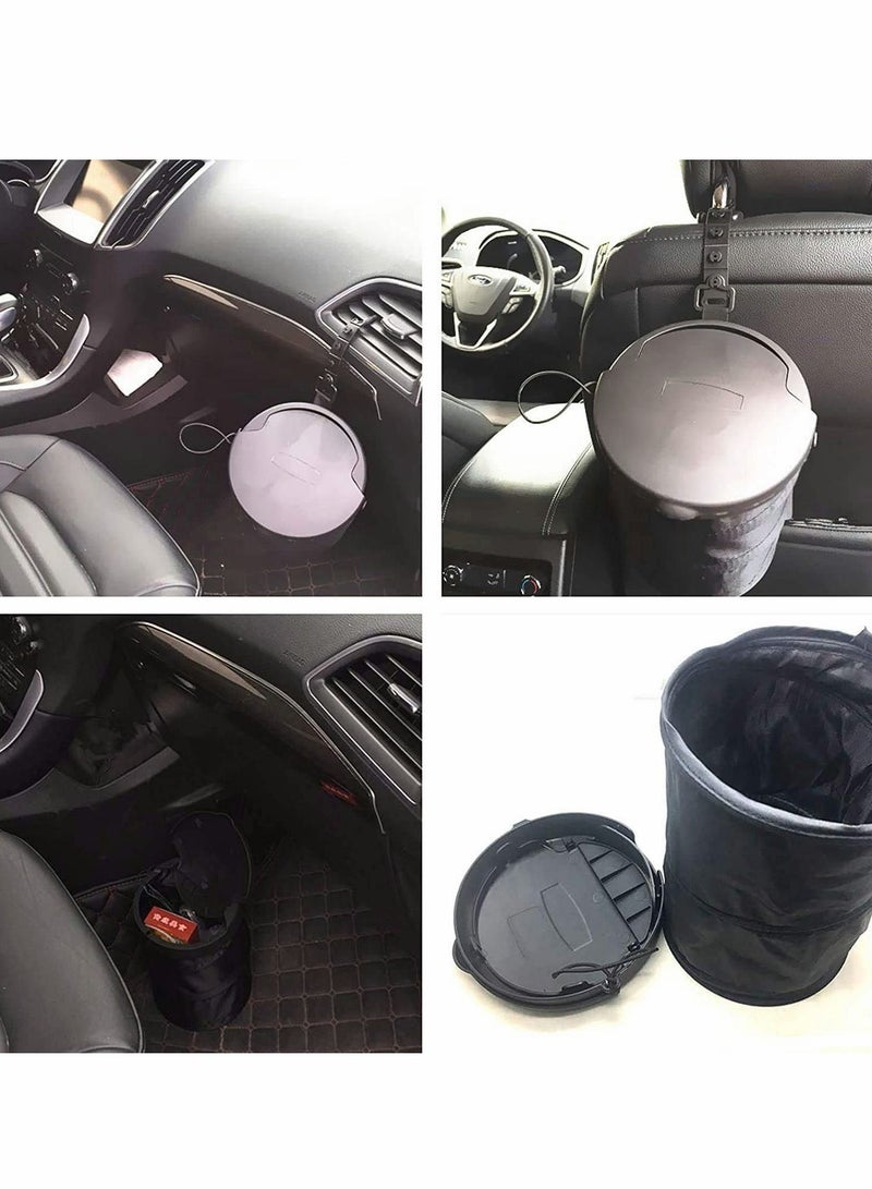 KASTWAVE Car Rubbish Bin, Foldable Auto Trash Bag with Lid Garbage Recycle Bin Mesh Pocket Black Multi-Function Car Organizer Pocket Water Resistant Auto Trash Bag Car Bin Foldable for All Car Kitchen - Image 3