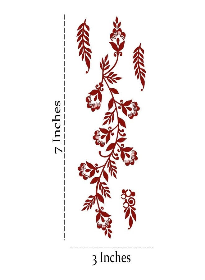 ORDERSHOCK Maroon Mehndi With Leafy Finger Trails For All Events, Simple Mehndi Sticker For Girls & Women - Image 3