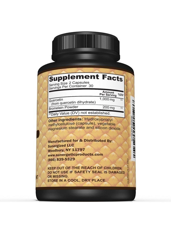 Sunergetic مكمل كيرسيتين وبروميلين من سونيرجيتيك - مركب كيرسيتين وبروميلين قوي لدعم جهاز المناعة والدعم الموسمي - كيرسيتين 1000 ملغ لكل حصة - 60 كبسولة - Image 2