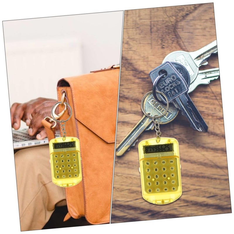 Yellow Portable Mini Electronic Calculator Keychain 4pcs For Students Key Ring Pendant - Image 4