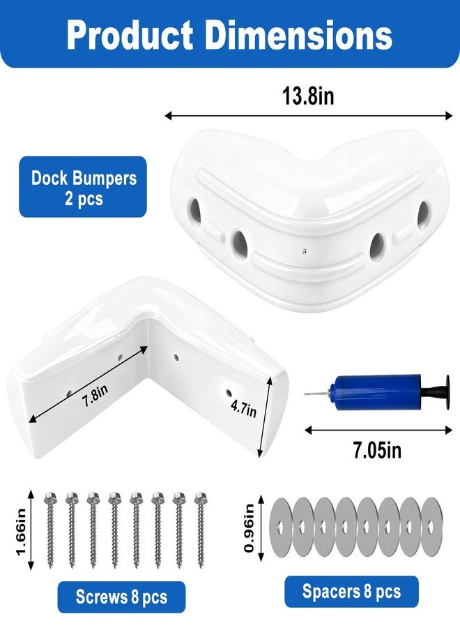 FBULWSEC Dock Corner Bumpers 2 Pack, Marine Corner Dock Bumpers Fender Guard for Docking, Soft UV-Resistant Vinyl, Inflatable Boat Dock Bumpers for 90-Degree Angles, 10"x10" - Image 2