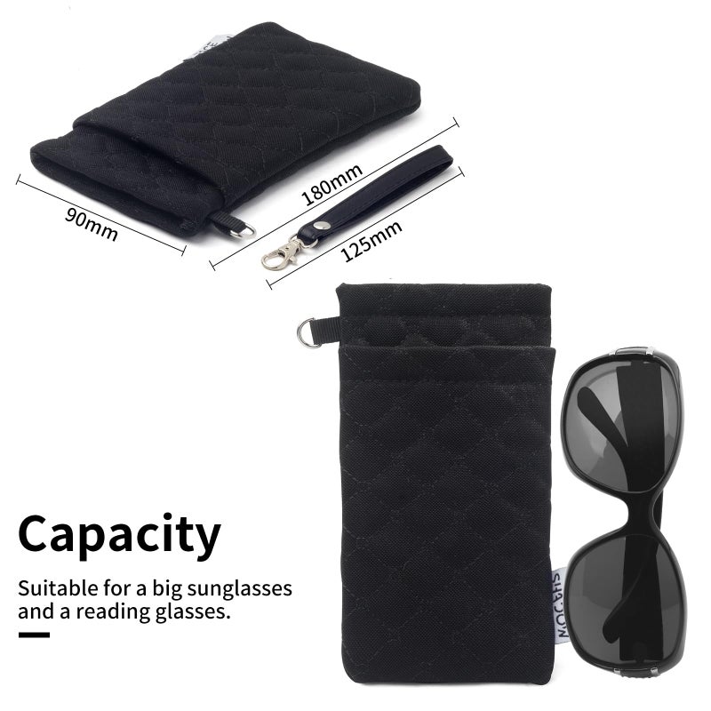 Face Shadow Double Eyeglasses Pouch Large Squeeze Top Microfiber Soft Glasses Case For Women With Cleaning Cloth - Image 3
