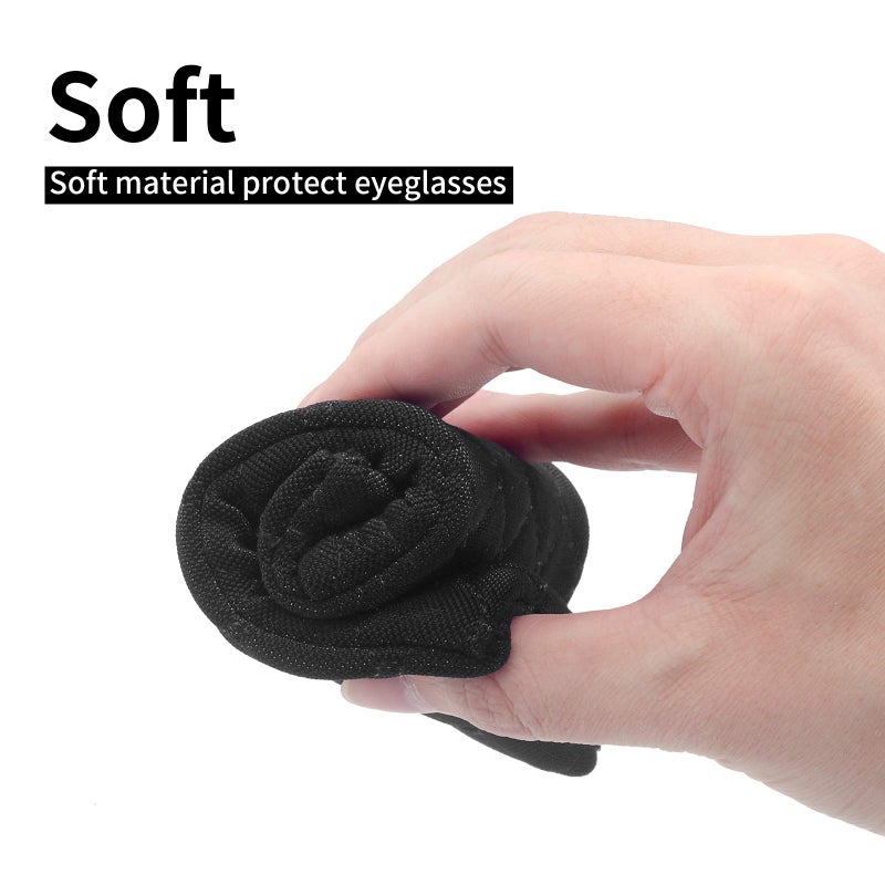 Face Shadow Double Eyeglasses Pouch Large Squeeze Top Microfiber Soft Glasses Case For Women With Cleaning Cloth - Image 5