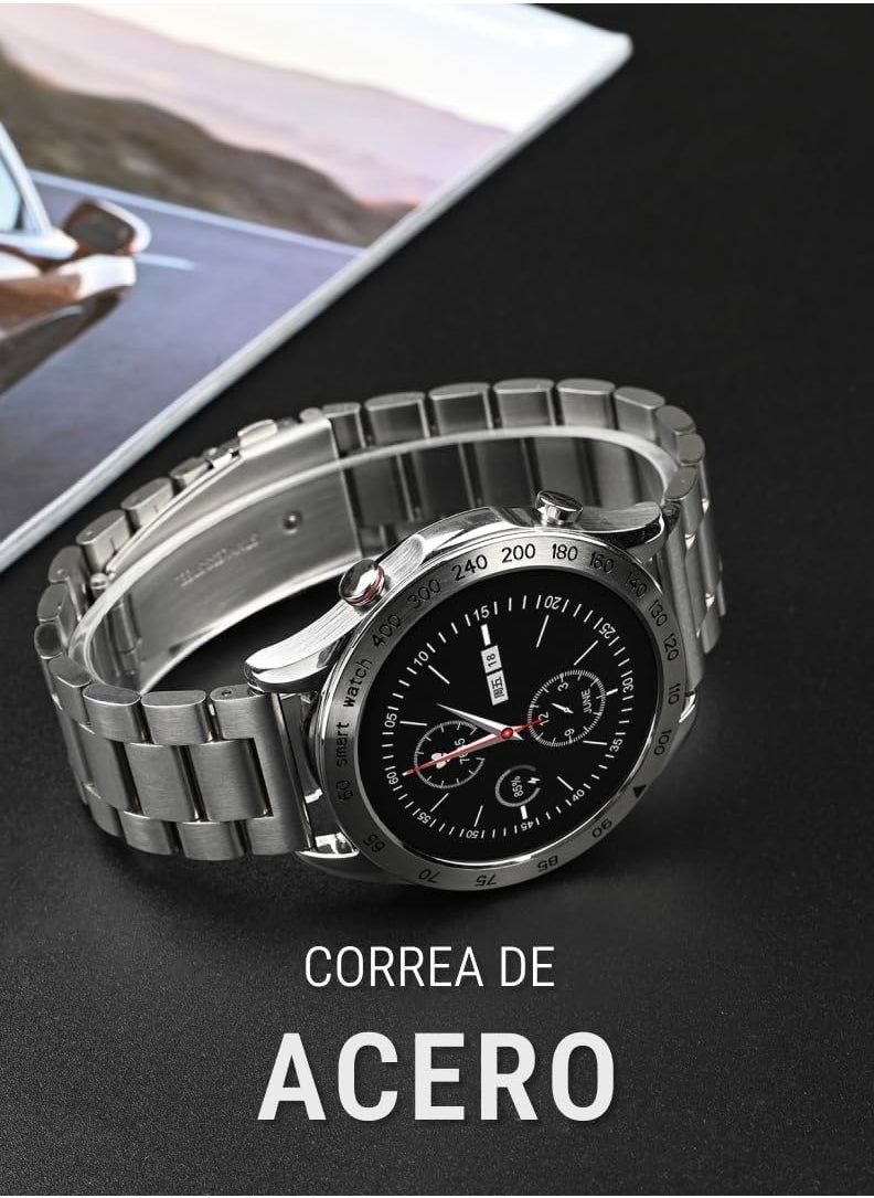 HiFuture - HiFuture FutureGo Pro Stainless-Steel Smartwatch, Silver, One Size - Image 1