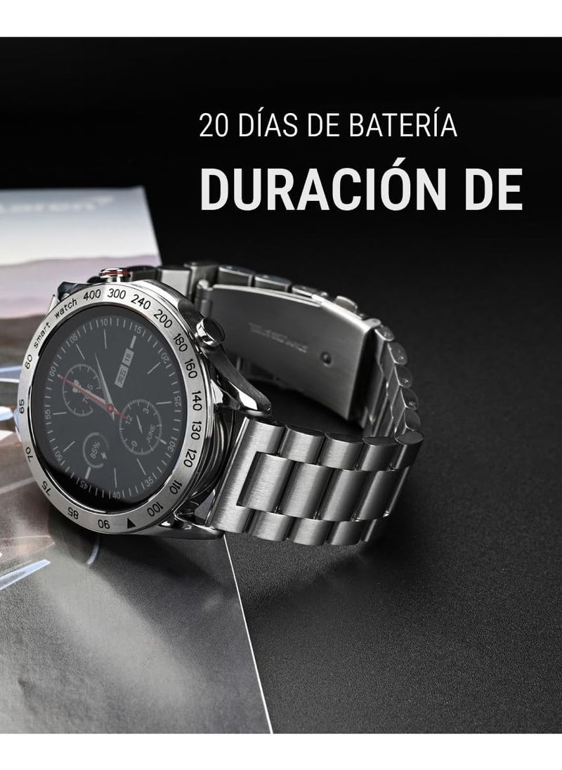 HiFuture - HiFuture FutureGo Pro Stainless-Steel Smartwatch, Silver, One Size - Image 1