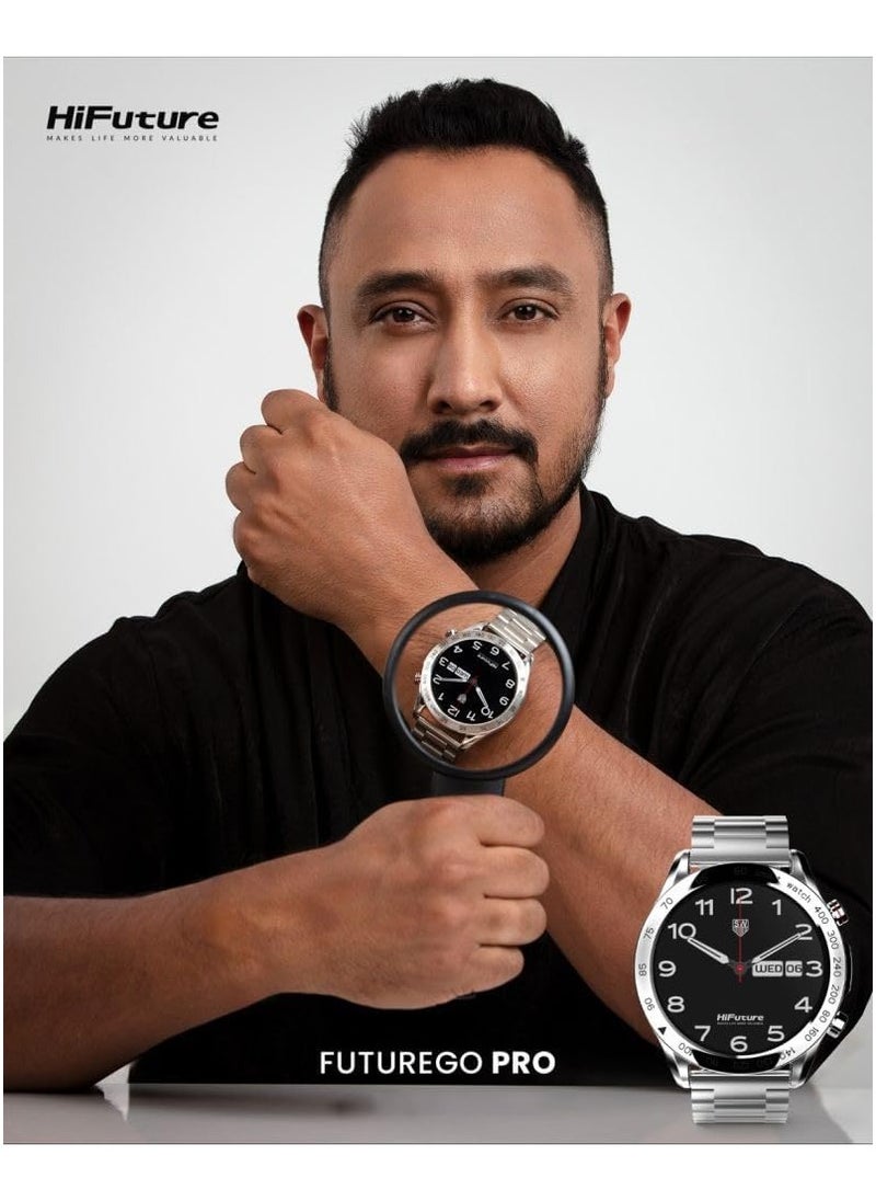 HiFuture - HiFuture FutureGo Pro Stainless-Steel Smartwatch, Silver, One Size - Image 1