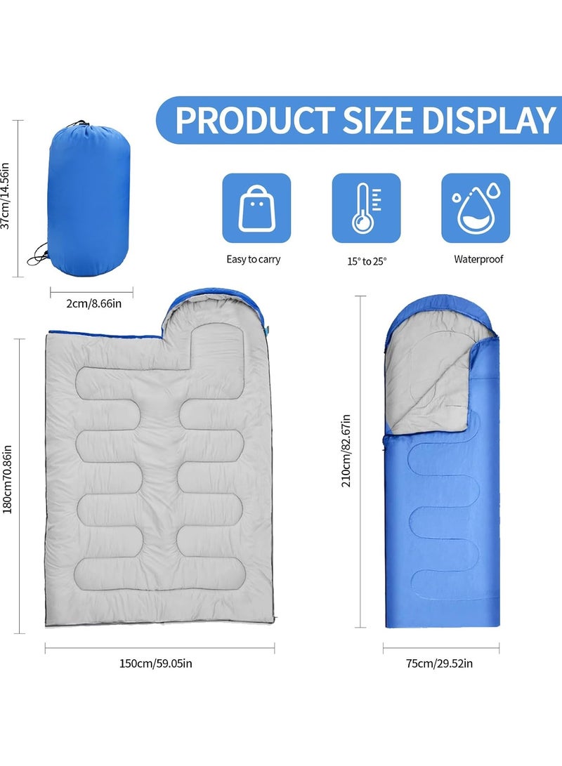 Sleeping Bag with Hood, 3 Season Camping Sleeping Bag Waterproof Warm Lightweight Rectangular Envelope Camping Sleeping Bag for Camping, Hiking, Backpacking, Traveling, Outdoor&Indoor  - Image 2