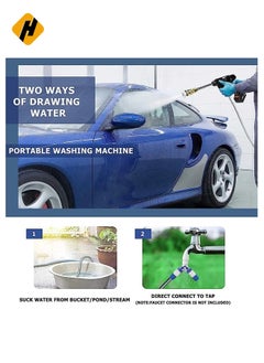 HuHa 24V Portable Cordless Pressure Washer, 5600mah Mini Lithium Battery Powered Washer, Hand-Held Wireless Water Gun for Washing Cars, Watering Flowers  - Image 3