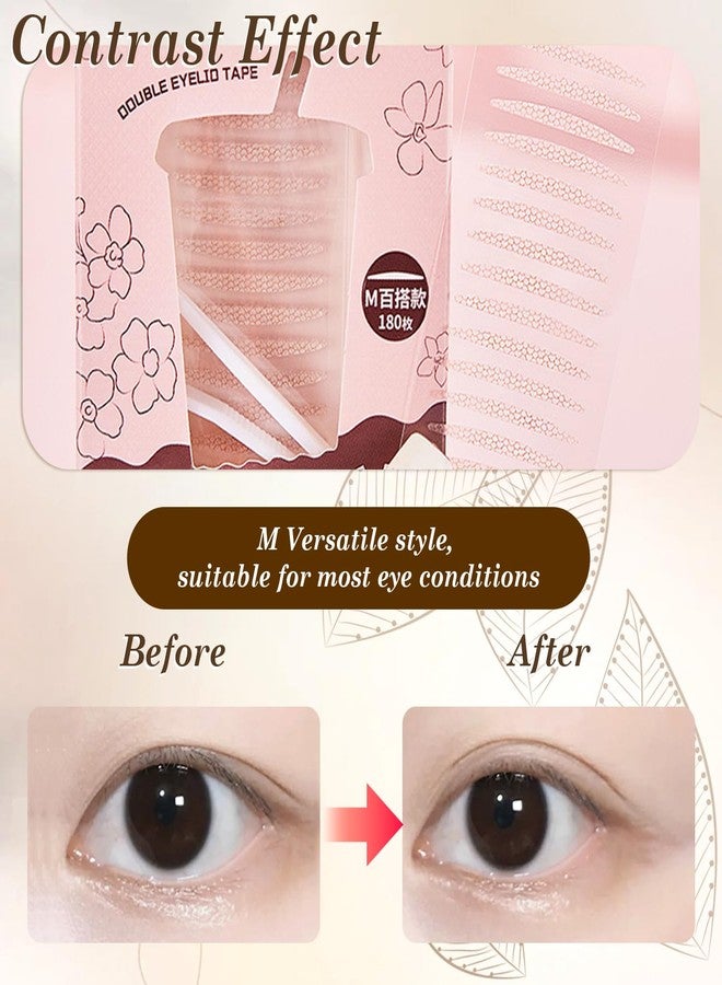 EKIND 180 Pcs Double Eyelid Lift Strips, with Forked Rods and Tweezers, Eyelid Tape for Waterproof,Invisible Lace Mesh,Internal Thin Single Small Universal (M Versatile Version) - Image 4