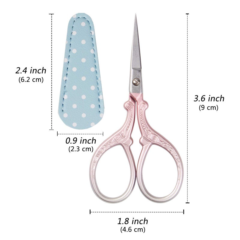 Hisuper Small Thread Scissors 3.6Inch Stainless Steel Classic Scissors with Leather Cover Sewing Scissor DIY Tools Small Shear for Needlework DIY Craft Thread Cutting Artwork Cross Stitch - Image 2