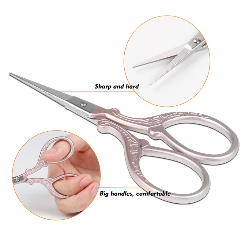 Hisuper Small Thread Scissors 3.6Inch Stainless Steel Classic Scissors with Leather Cover Sewing Scissor DIY Tools Small Shear for Needlework DIY Craft Thread Cutting Artwork Cross Stitch - Image 3