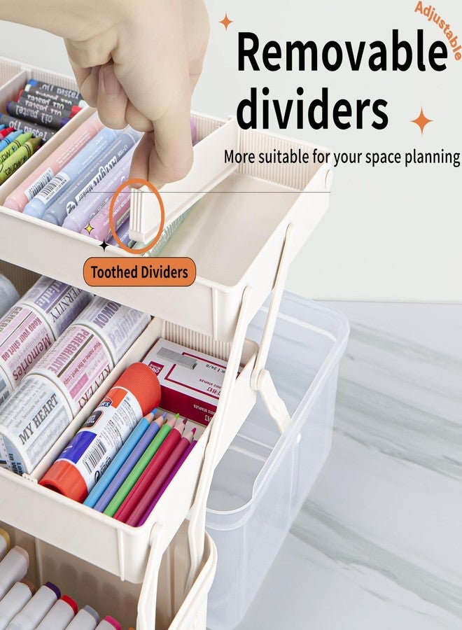 TERGOO 12.5in 3-Layer Multipurpose Craft Organizers and Storage with Adjustable Dividers, Portable Tackle Box, Folding Art & Craft Case for Medicine, Tool, Sewing Organizer (White) - Image 4
