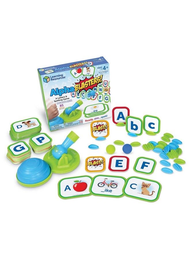 Learning Resources - Alphablasters! Letter & Spelling Game 85 Pieces Ages 4+ Toddler Preschool Learning Educational Indoor Games Preschool Alphabet Toddler Brain Games - Image 1