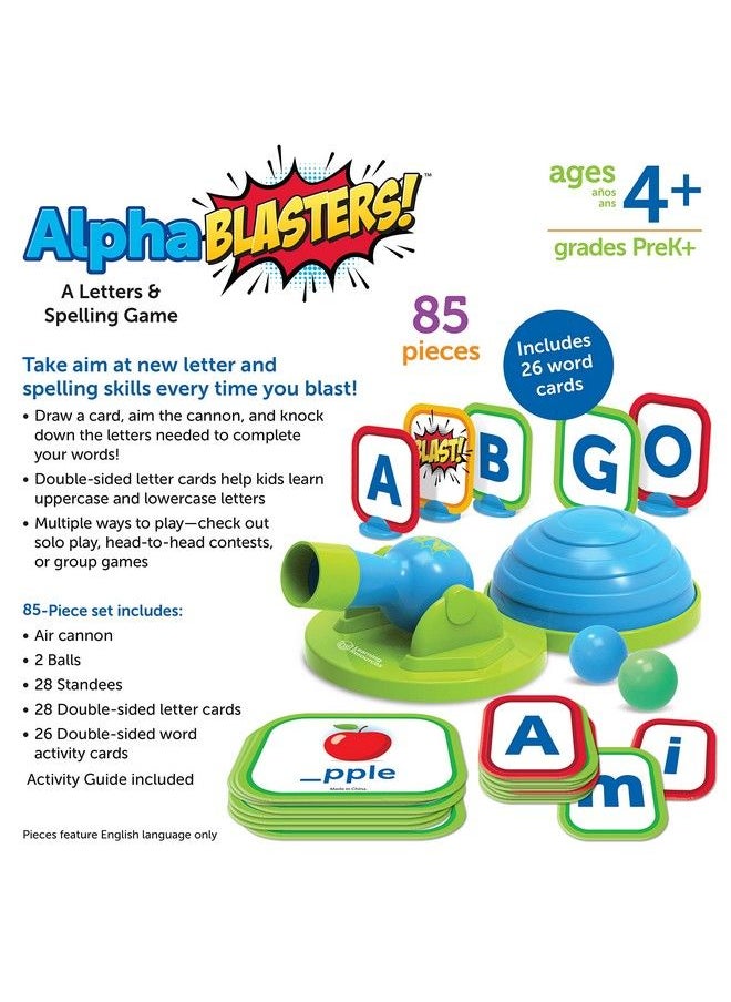 Learning Resources - Alphablasters! Letter & Spelling Game 85 Pieces Ages 4+ Toddler Preschool Learning Educational Indoor Games Preschool Alphabet Toddler Brain Games - Image 1