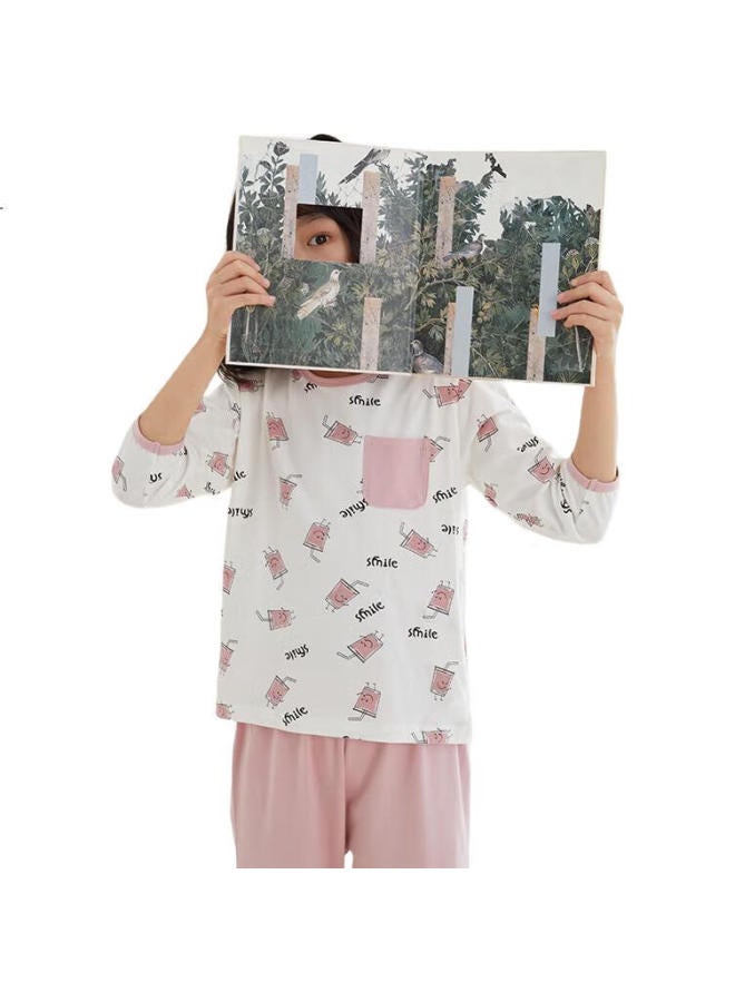 Red Bean Hongdou Children'S Pajama Set, Summer, Boys And Girls, Modal Home Wear, Cotton Air Conditioning Suit, J3176, Shrimp Pink, 150 - Image 2