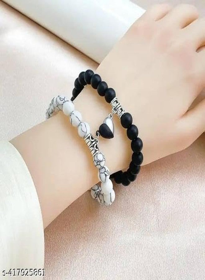 BEAUTIVIA Stylish Necklaces & Pendants For Unisex Adult, Couple-Combo Matching Best Friend Relationship Natural Multi Layer Triple Protection Stone Beads Bracelets - Image 3