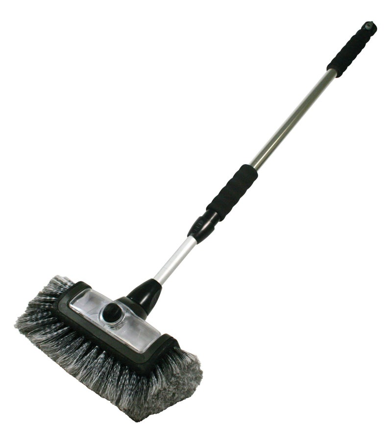 Carrand 93977 Flow-Thru 10" Quad Power Wash Soap Mixing Brush with 55" Aluminum Extension Pole , Black - Image 2