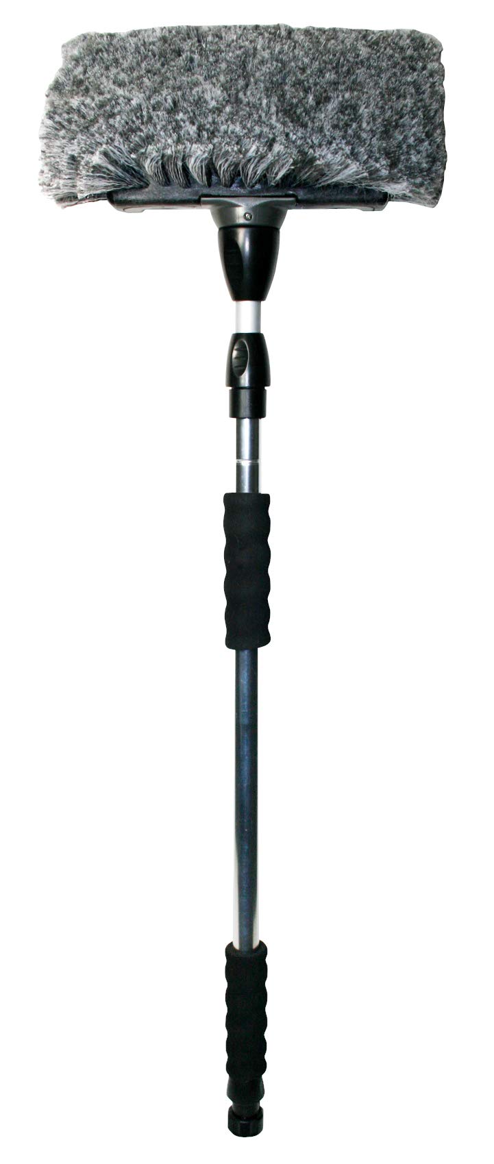 Carrand 93977 Flow-Thru 10" Quad Power Wash Soap Mixing Brush with 55" Aluminum Extension Pole , Black - Image 3