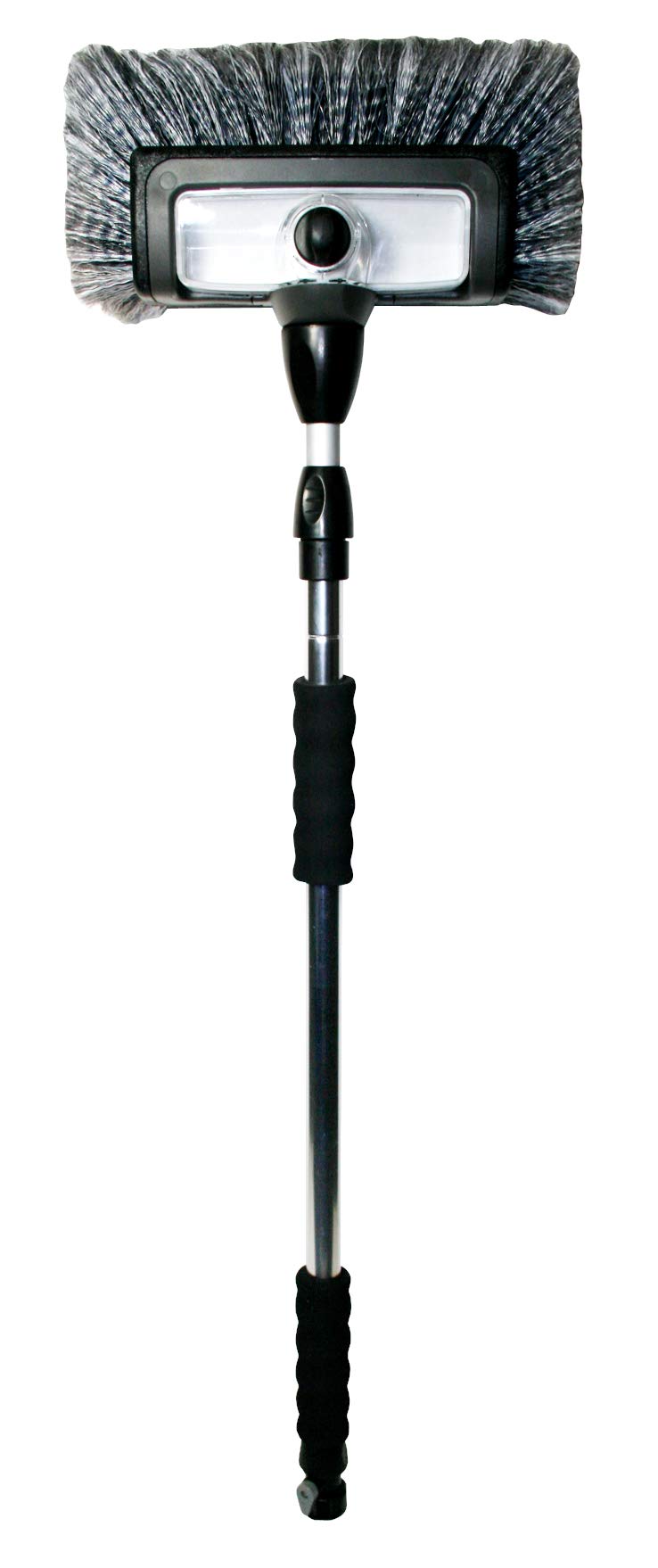 Carrand 93977 Flow-Thru 10" Quad Power Wash Soap Mixing Brush with 55" Aluminum Extension Pole , Black - Image 4