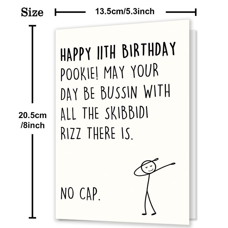 Smithtuy 11Th Birthday Card 11 Year Old Birthday Gifts & Decorations For Boys Girls Son Daughter Nephew Niece Funny 11Th Birthday Card For Him Her With Gen Z Teenagers Slang Meme-Inspired Design - Image 3