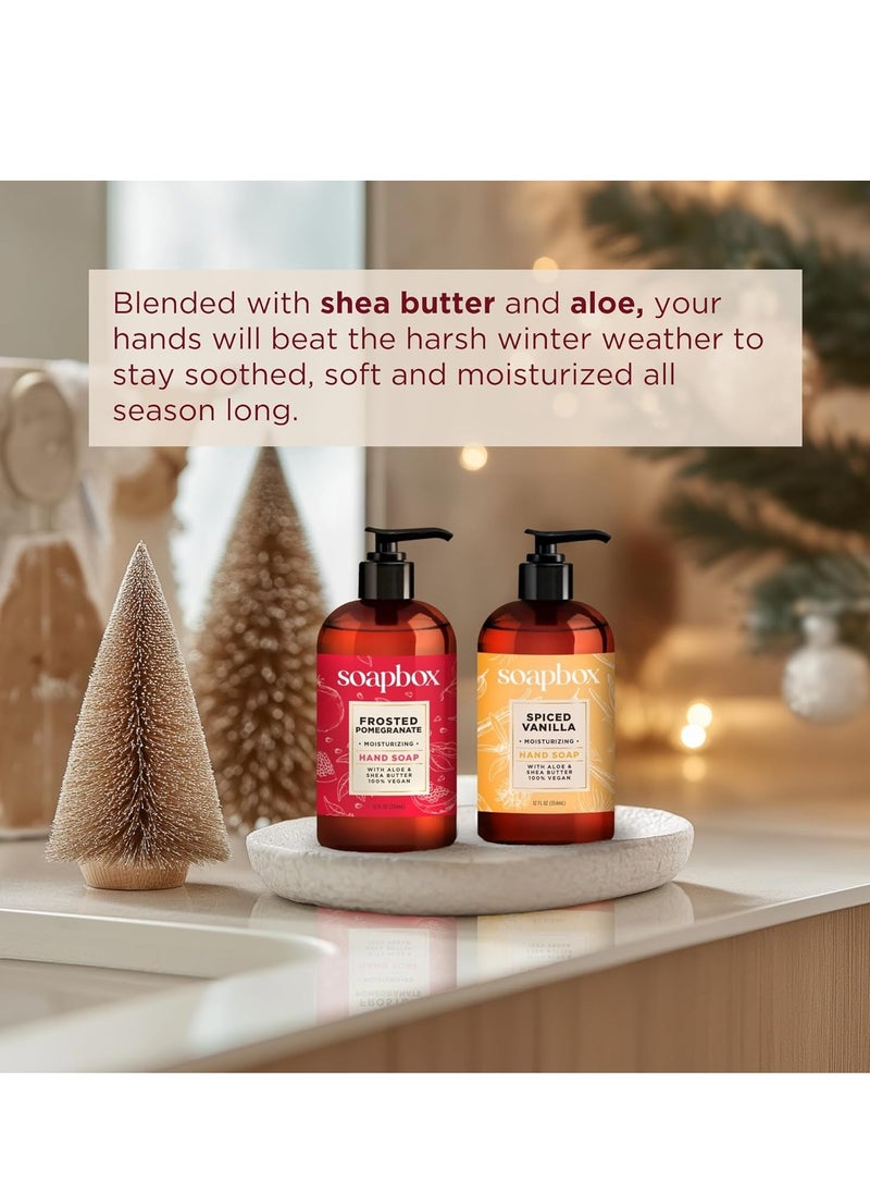 Soapbox - Soapbox Winter Hand Soaps, Spiced Vanilla & Frosted Pomegranate Liquid Hand Soap, Moisturizing Soap, Shea Butter & Aloe, Pack of 4, 12oz - Image 1