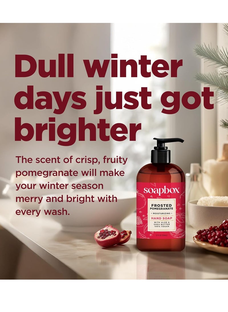 Soapbox - Soapbox Winter Hand Soaps, Spiced Vanilla & Frosted Pomegranate Liquid Hand Soap, Moisturizing Soap, Shea Butter & Aloe, Pack of 4, 12oz - Image 1