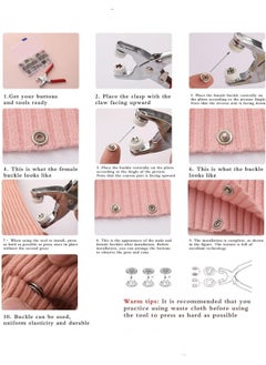 BEILINGDUN 100 Sets Sewing Snaps Fasteners Kit 9.5mm Metal Prong Ring Button with Fastener Pliers Tool for Sewing and Crafting  - Image 5