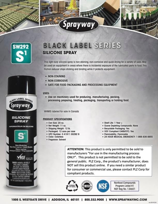 Sprayway SW292-12PK S1 Silicone Spray, 11oz, 12 Pack - Image 2