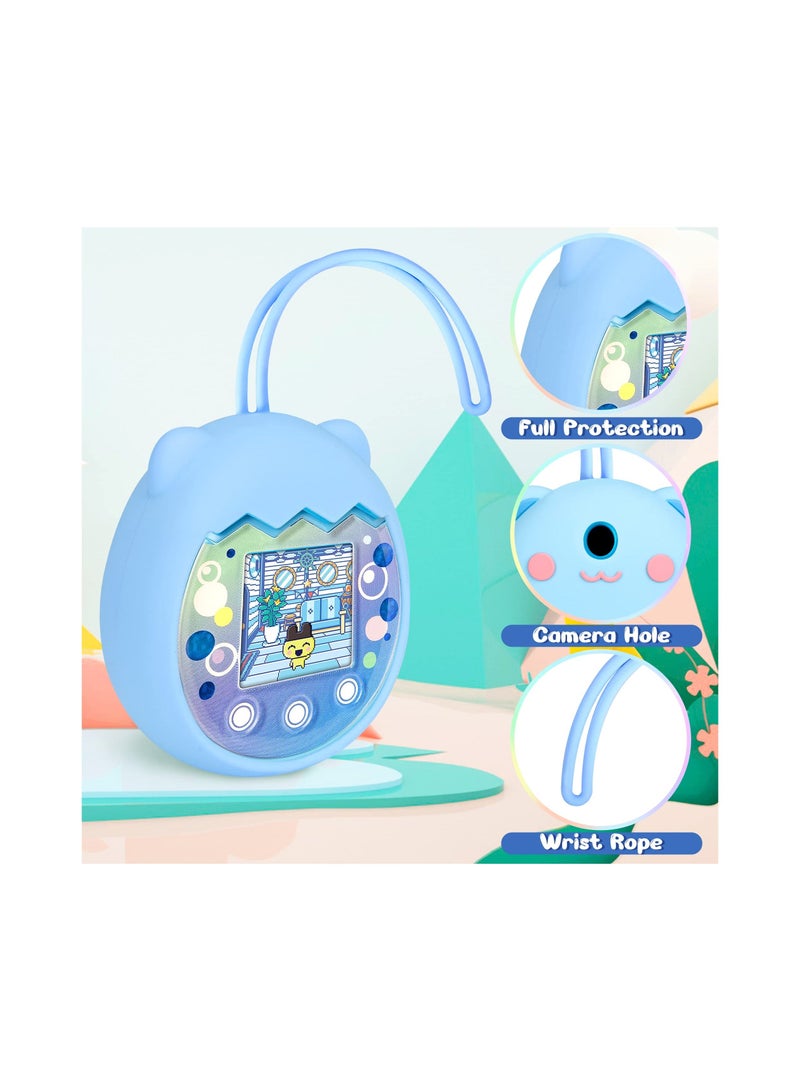 NIBEMINENT SYOSI Silicone Cover for Tamagotchi Pix Virtual Pet Game Machine, with Finger Lanyard (Blue) - Image 2