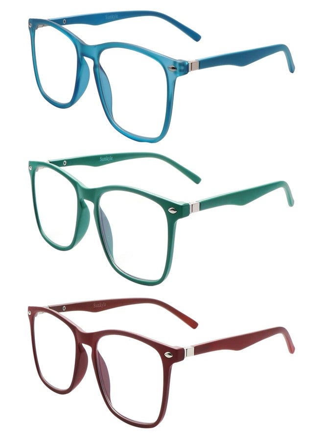 Sumkyle 3 Pack Progressive Multifocus Reading Glasses for Men Women Blue Light Blocking Spring Hinges Computer Readers (3 Mix C3,1.25) - Image 1