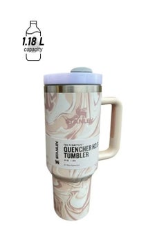 "Premium 40oz Stainless Steel Tumbler with Handle, Straw, and Leak-Resistant Lid Perfect for Outdoor & Office Use"
