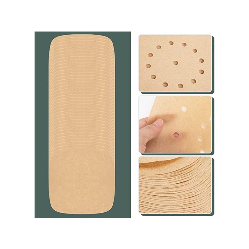 SOLARAE Air Fryer Parchment Paper Liners 8.5 inch Pre Cut Baking Paper Cooking Sheets Perforated Parchment Paper for Air Fryer Bamboo Steamer Basket Square 100 PCS - Image 5