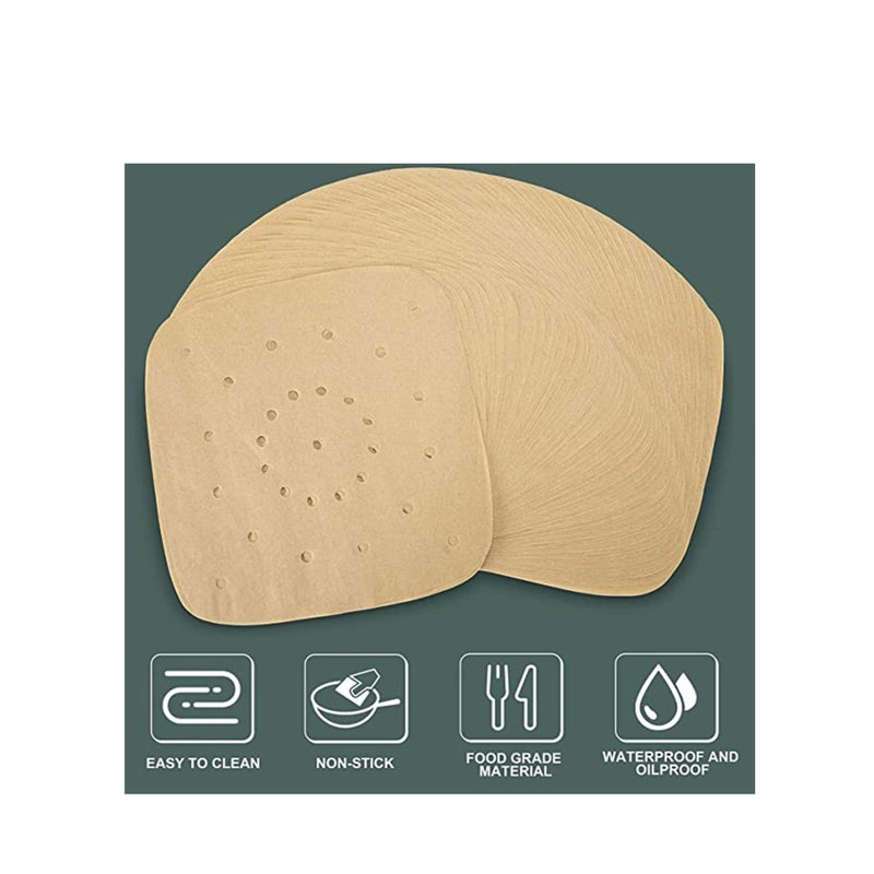 SOLARAE Air Fryer Parchment Paper Liners 8.5 inch Pre Cut Baking Paper Cooking Sheets Perforated Parchment Paper for Air Fryer Bamboo Steamer Basket Square 100 PCS - Image 4