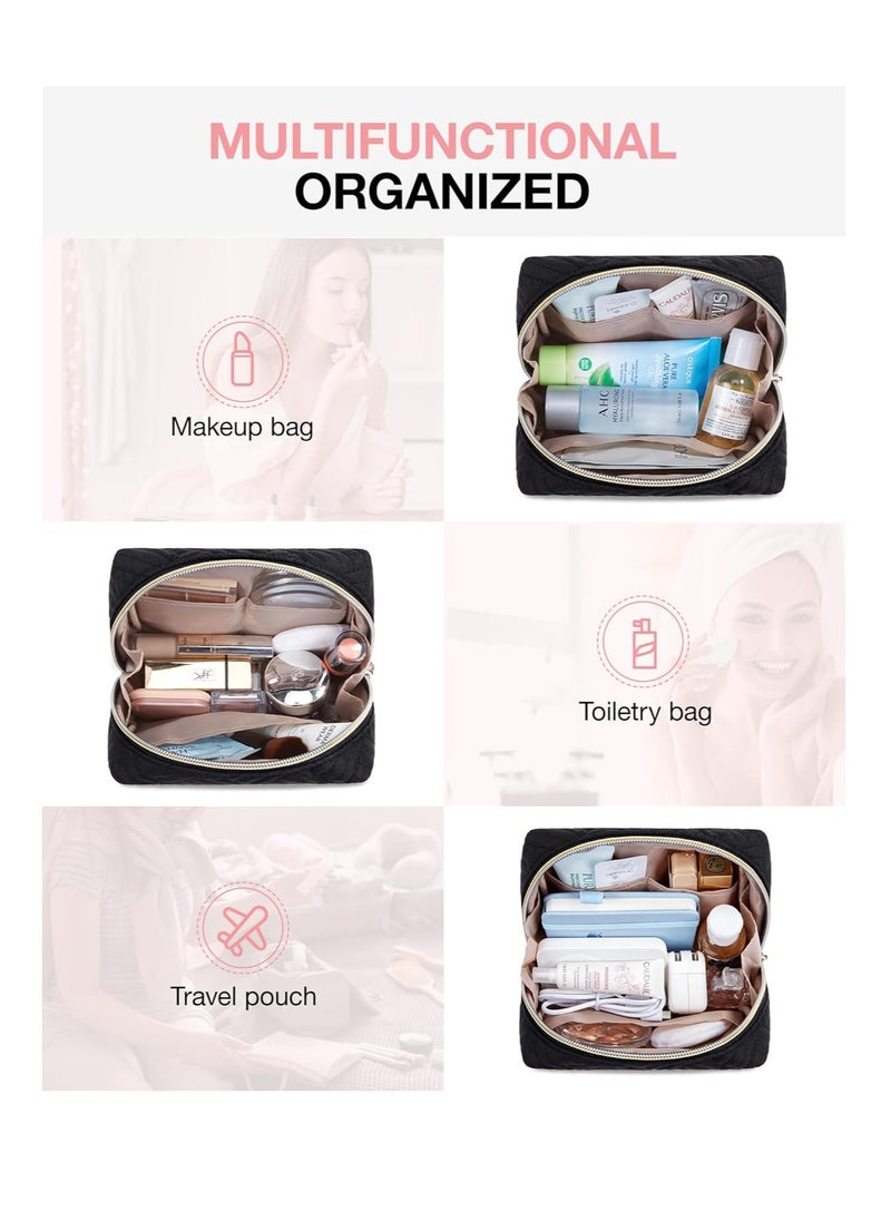 BAGSMART BAGSMART Small Makeup Bag, Travel Cosmetic Bag Make Up Pouch Small Travel Zipper Pouch,Water-resistant Toiletry Bag,Makeup Organizer Bag for Women,Black  - Image 2