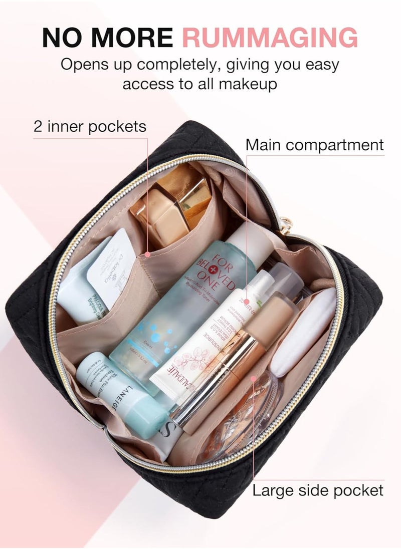 BAGSMART BAGSMART Small Makeup Bag, Travel Cosmetic Bag Make Up Pouch Small Travel Zipper Pouch,Water-resistant Toiletry Bag,Makeup Organizer Bag for Women,Black  - Image 3