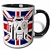 3dRose Print of UK Flag with British Symbols Mug, 11 oz, Black - Image 2