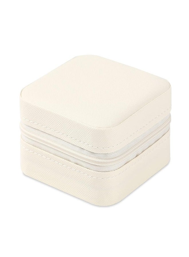 Sixfire® Jewelry Travel Case Small Travel Jewelry Organizer, Portable Jewelry Box Travel Mini Storage Organizer Portable Storage Box For Rings Earrings Necklaces Gift for Women Girls (Off-White) - Image 3