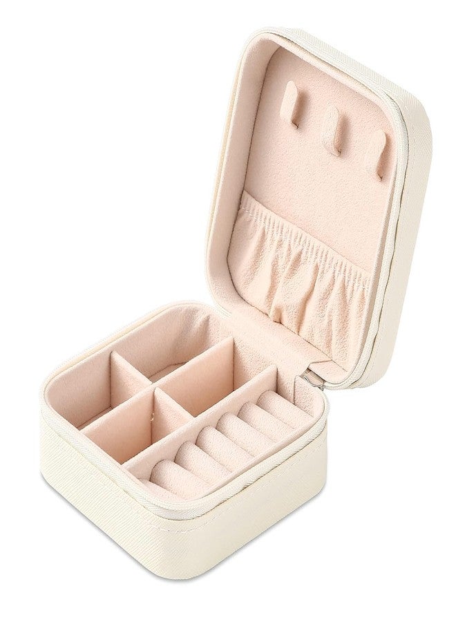 Sixfire® Jewelry Travel Case Small Travel Jewelry Organizer, Portable Jewelry Box Travel Mini Storage Organizer Portable Storage Box For Rings Earrings Necklaces Gift for Women Girls (Off-White) - Image 2