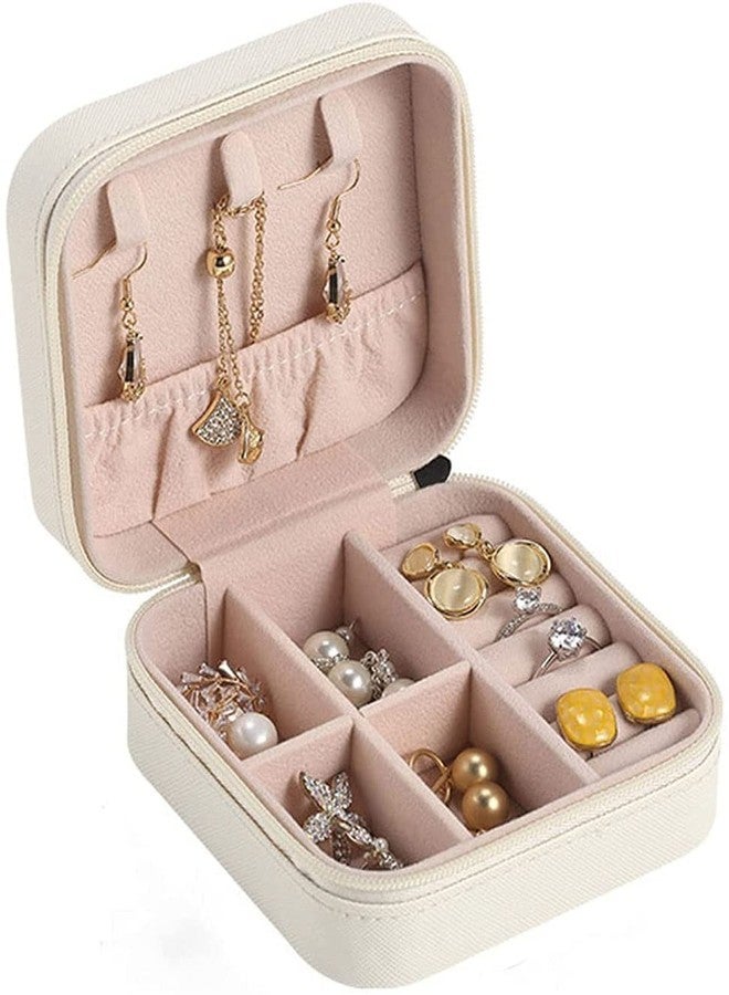 Sixfire® Jewelry Travel Case Small Travel Jewelry Organizer, Portable Jewelry Box Travel Mini Storage Organizer Portable Storage Box For Rings Earrings Necklaces Gift for Women Girls (Off-White) - Image 1
