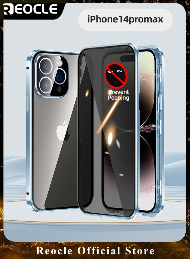 ريوكل حافظة لهاتف آيفون 14 13 برو ماكس حافظة زجاجية بإبزيم مزدوج الجانب مع واقي عدسة الكاميرا لكامل الجسم واقي معدني ممتص للصدمات وغطاء مضاد للزقزقة - Image 1
